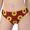 Burgundy Sunflower Pattern Print Women's Panties