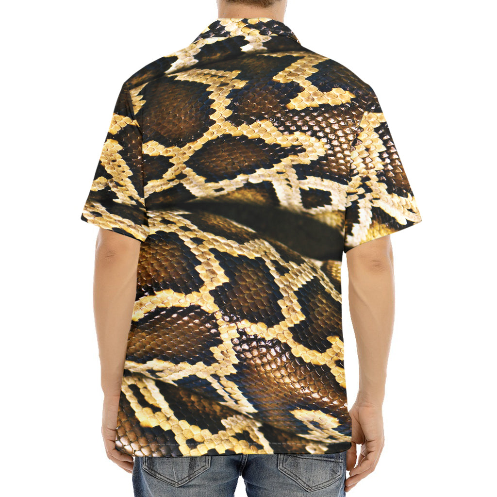 Burmese Python Snake Print Aloha Shirt
