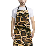 Burmese Python Snake Print Bib Apron With Pocket