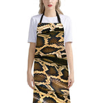 Burmese Python Snake Print Bib Apron With Pocket
