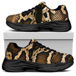 Burmese Python Snake Print Black Chunky Shoes
