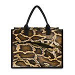 Burmese Python Snake Print Canvas Tote Bag
