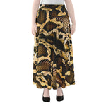 Burmese Python Snake Print Chiffon Maxi Skirt