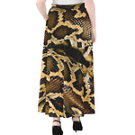 Burmese Python Snake Print Chiffon Maxi Skirt