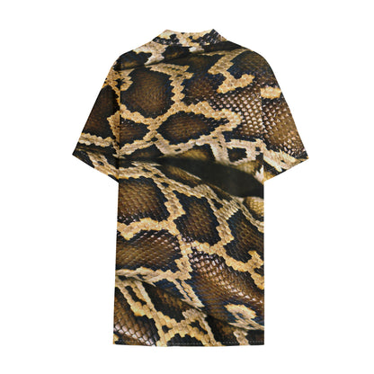 Burmese Python Snake Print Cotton Hawaiian Shirt