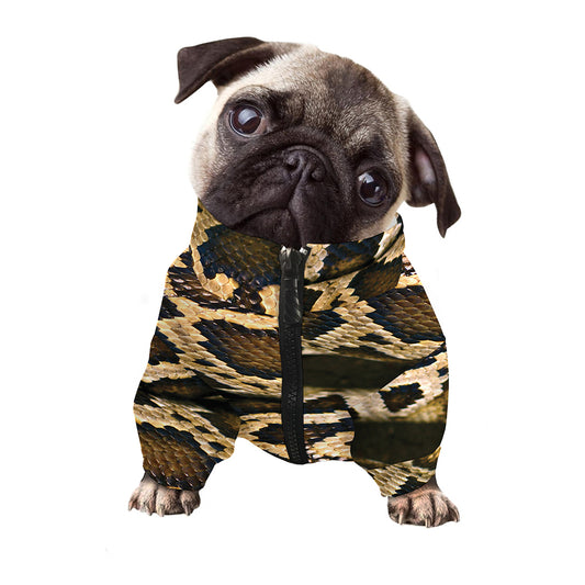 Burmese Python Snake Print Dog Zip Up Jacket