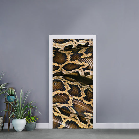 Burmese Python Snake Print Door Sticker
