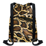 Burmese Python Snake Print Drawstring Backpack