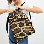 Burmese Python Snake Print Drawstring Backpack