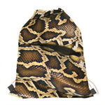 Burmese Python Snake Print Drawstring Bag