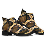 Burmese Python Snake Print Flat Ankle Boots