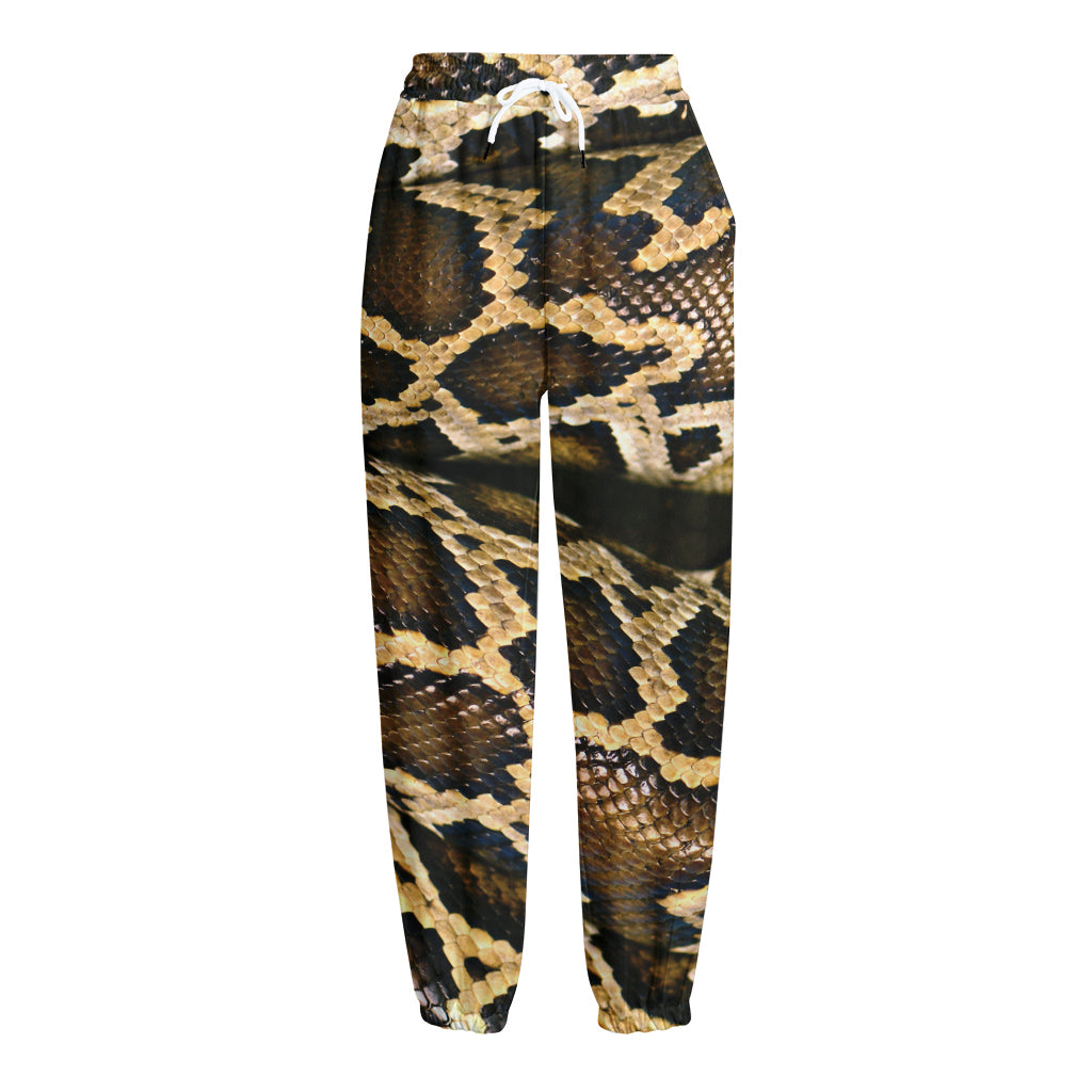 Burmese Python Snake Print Fleece Lined Knit Pants