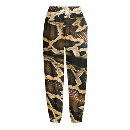 Burmese Python Snake Print Fleece Lined Knit Pants