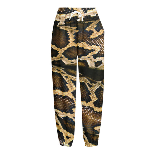 Burmese Python Snake Print Fleece Lined Knit Pants
