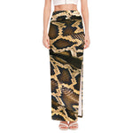 Burmese Python Snake Print High Slit Maxi Skirt