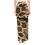 Burmese Python Snake Print High Slit Maxi Skirt