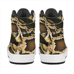 Burmese Python Snake Print High Top Leather Sneakers