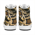 Burmese Python Snake Print High Top Leather Sneakers