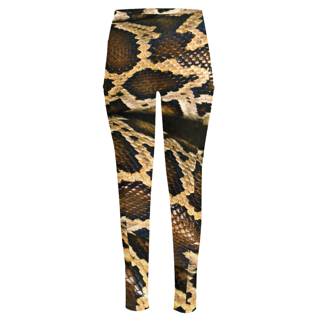 Burmese Python Snake Print High-Waisted Pocket Leggings