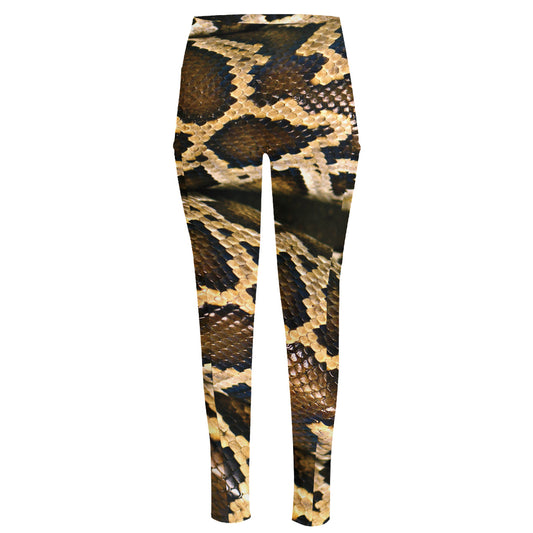 Burmese Python Snake Print High-Waisted Pocket Leggings