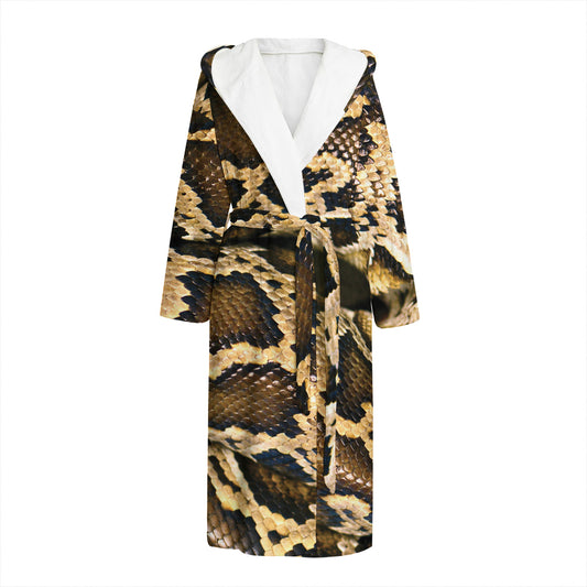 Burmese Python Snake Print Hooded Bathrobe