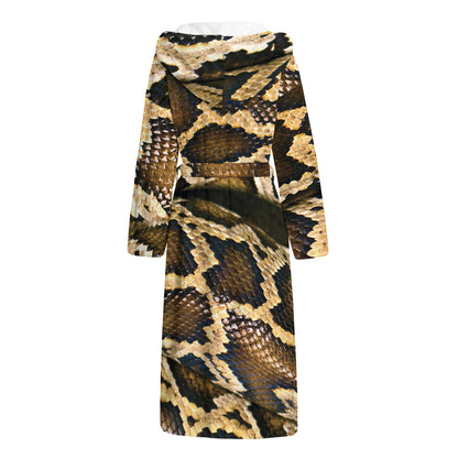 Burmese Python Snake Print Hooded Bathrobe