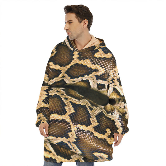 Burmese Python Snake Print Hoodie Blanket