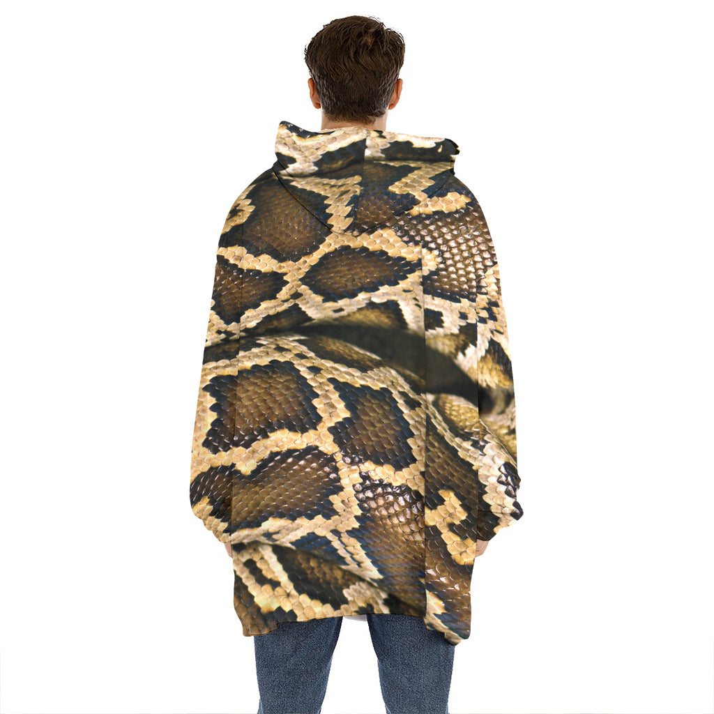 Burmese Python Snake Print Hoodie Blanket