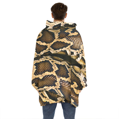 Burmese Python Snake Print Hoodie Blanket