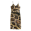 Burmese Python Snake Print Jersey Midi Cami Dress