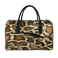 Burmese Python Snake Print Leather Duffel Bag