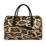 Burmese Python Snake Print Leather Duffle Bag