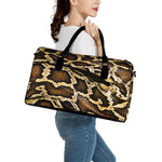Burmese Python Snake Print Leather Duffle Bag