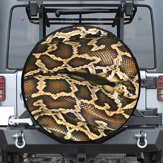 Burmese Python Snake Print Leather Spare Tire Cover
