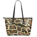 Burmese Python Snake Print Leather Tote Bag With Zipper