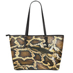 Burmese Python Snake Print Leather Tote Bag