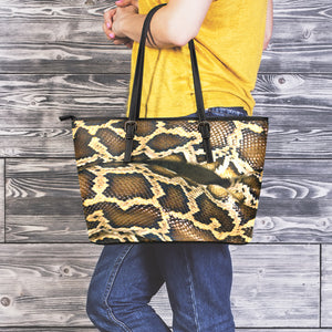 Burmese Python Snake Print Leather Tote Bag