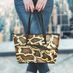 Burmese Python Snake Print Leather Tote Bag