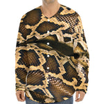 Burmese Python Snake Print Long Sleeve Baseball Jersey