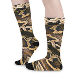 Burmese Python Snake Print Long Socks