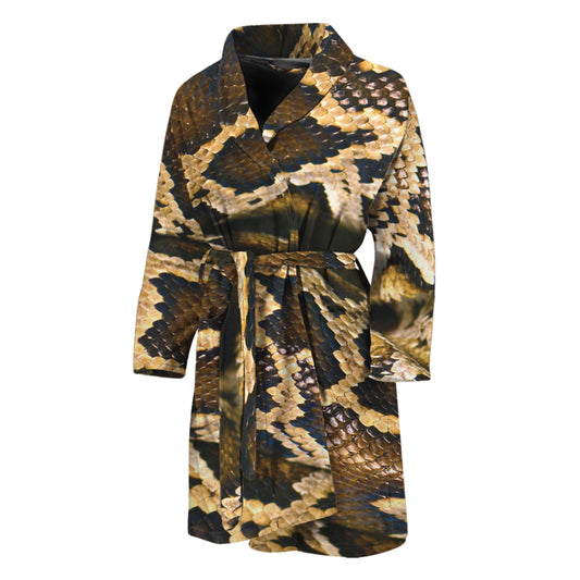 Burmese Python Snake Print Men's Bathrobe