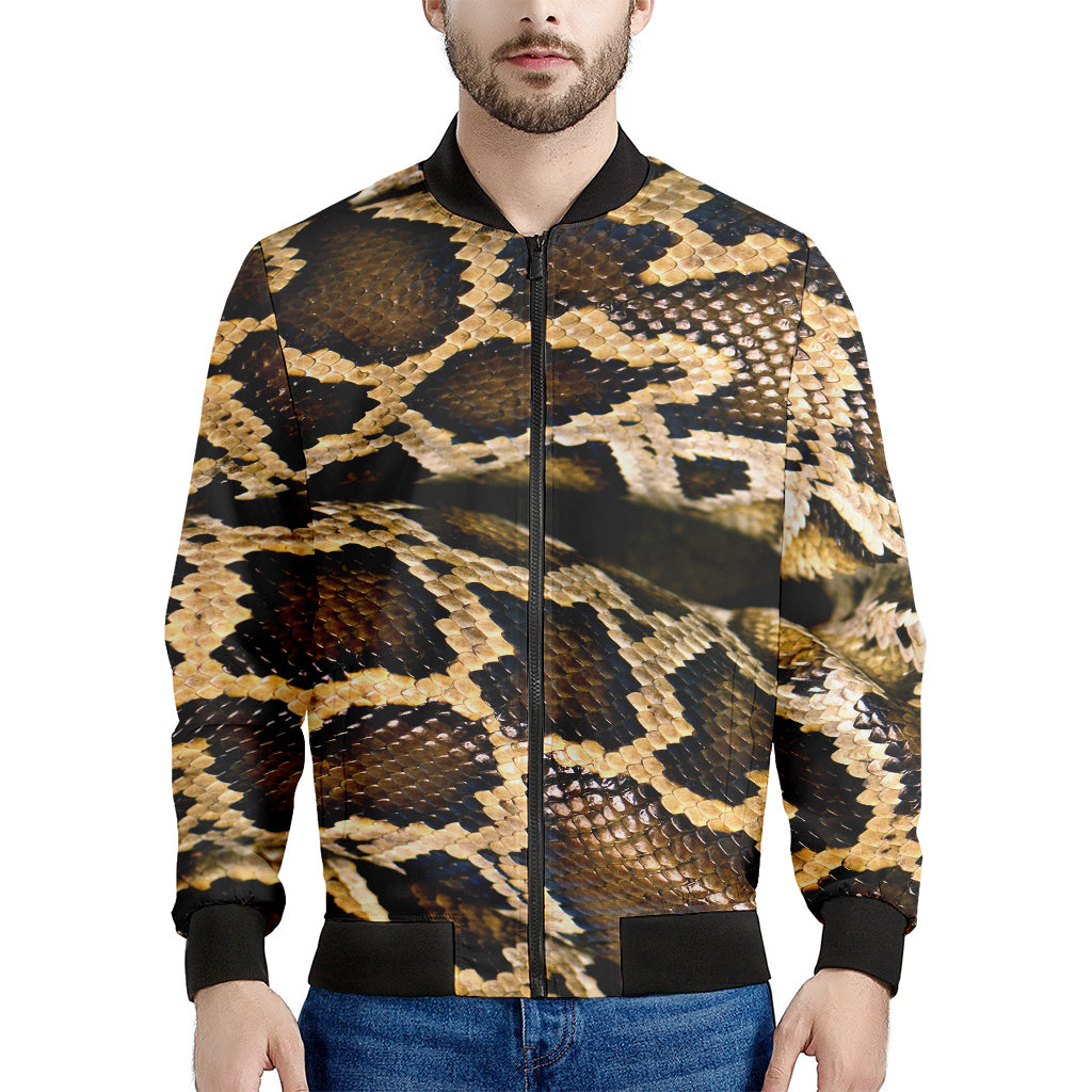 Burmese Python Snake Print Men's Bomber Jacket