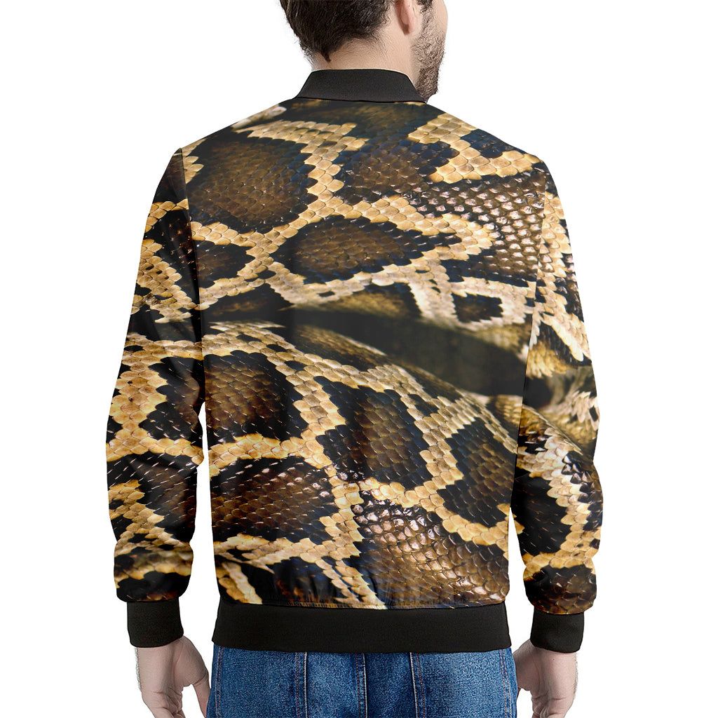 Burmese Python Snake Print Men's Bomber Jacket