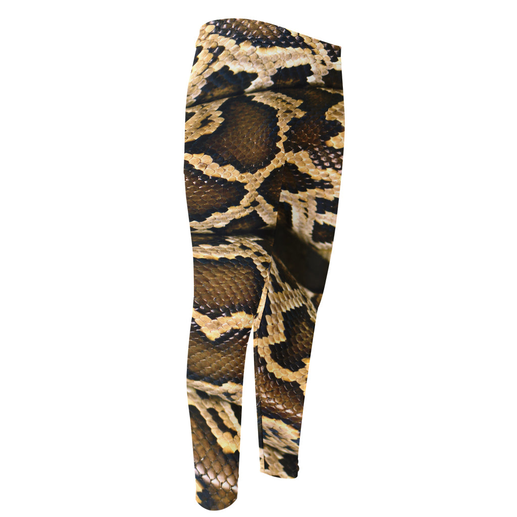 Burmese Python Snake Print Men's Compression Pants