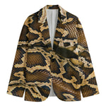 Burmese Python Snake Print Men's Cotton Blazer