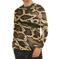 Burmese Python Snake Print Men's Long Sleeve Rash Guard