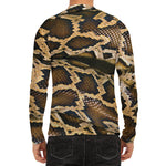 Burmese Python Snake Print Men's Long Sleeve Rash Guard
