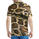Burmese Python Snake Print Men's Polo Shirt