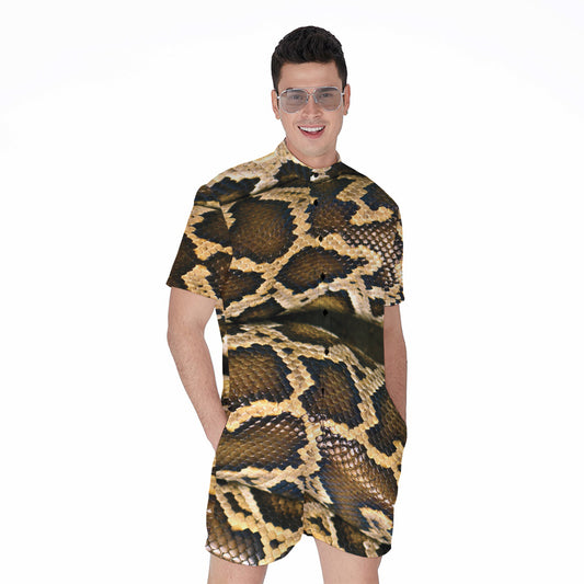 Burmese Python Snake Print Men's Rompers