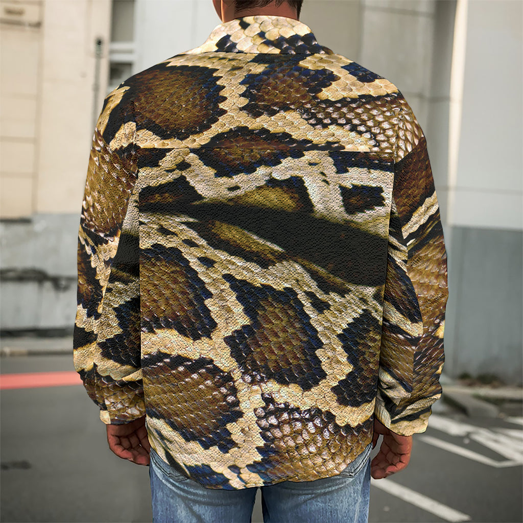 Burmese Python Snake Print Men's Shirt Jacket